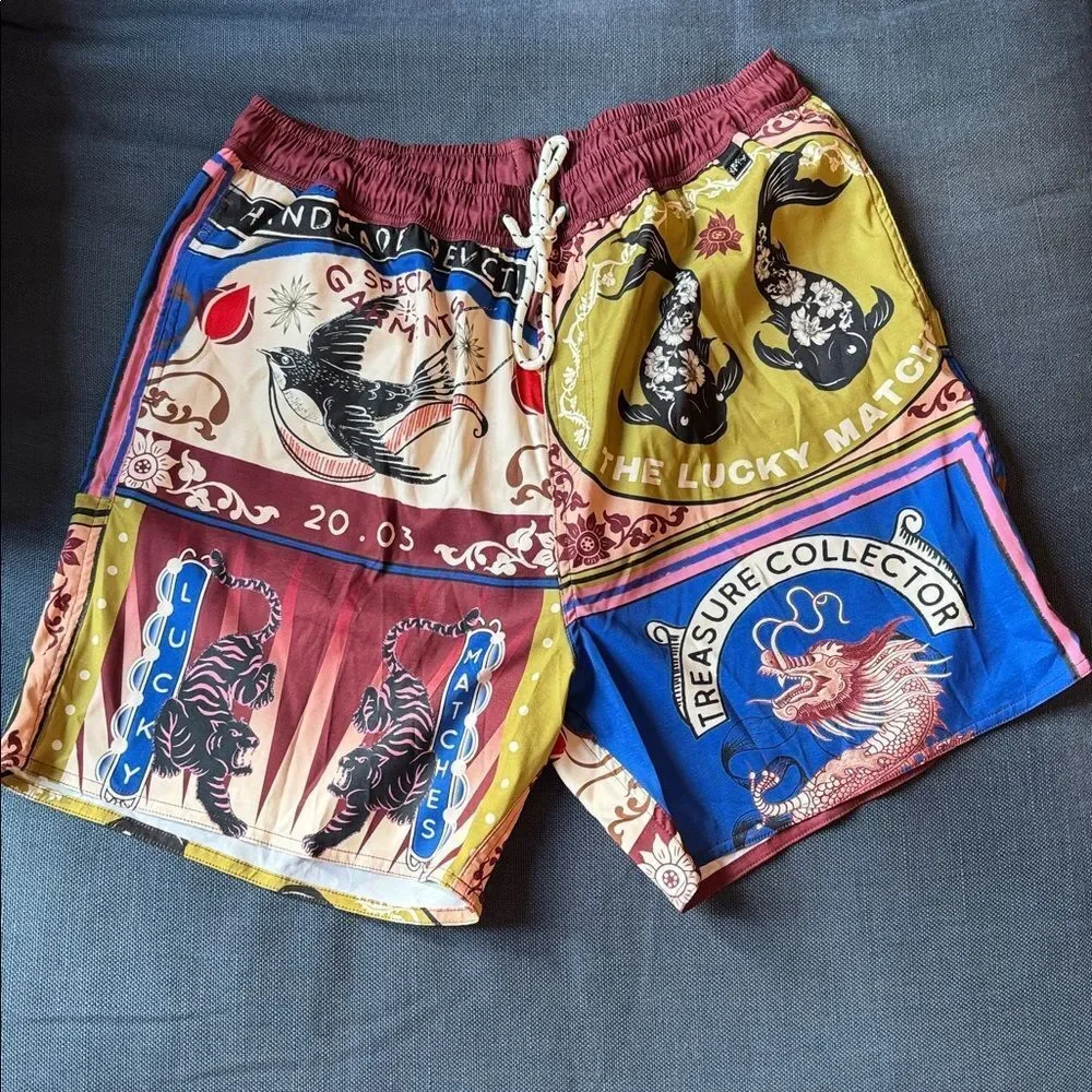 NWT AGUA BENDITA Joe Trunks in Multi Blue Burgundy Men’s Size 38